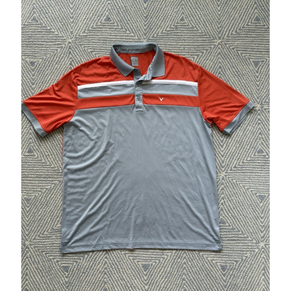 Callaway Opti-Dri Polo Shirt -‎ Gray/Orange - XL